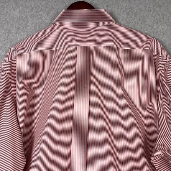 Brooks Brothers 346 Shirt Men's Size 17.5-4/5 Red White Striped L/S Button Down - Picture 6 of 8